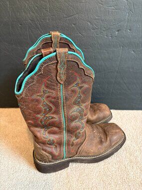 Justin Gypsy Women's Cowboy Boots Size 8.5B Brown Turquoise Leather L2900